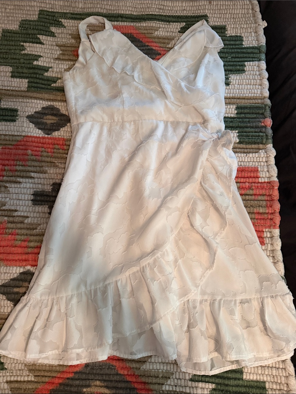 Speechless White Ruffled Wrap-Style Kids Dress
